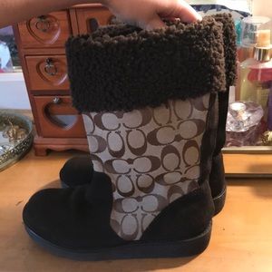 Fur coach boots